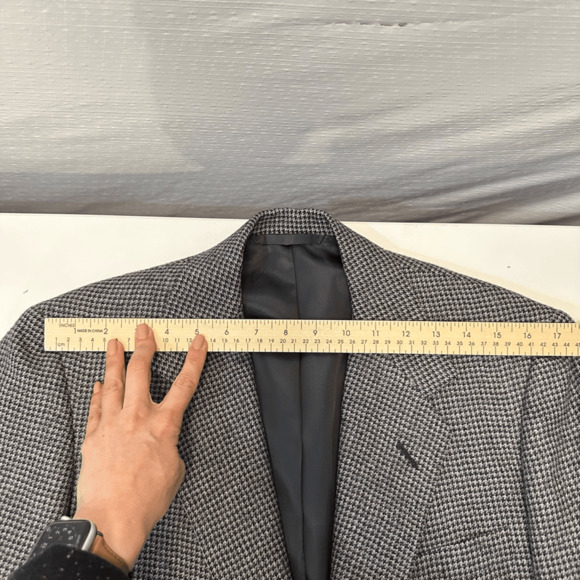 Mens 40R Pure Alpaca Sport Coat Grey Houndstooth 2 Button Preppy Classic Blazer - Picture 7 of 13